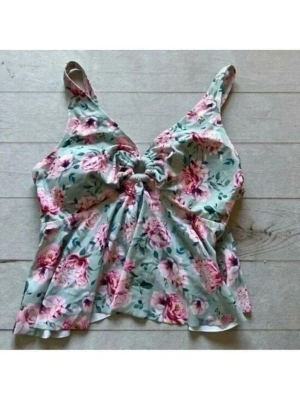 NEW Cupshe Ruffle Floral Multicolor Tankini Top Women’s Size 2X